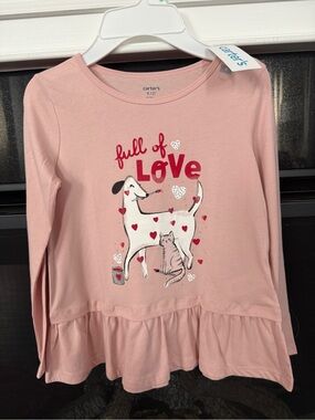 🐱 🐶♥️NWT Carter's Pink 'Full of Love' Long-Sleeve Top